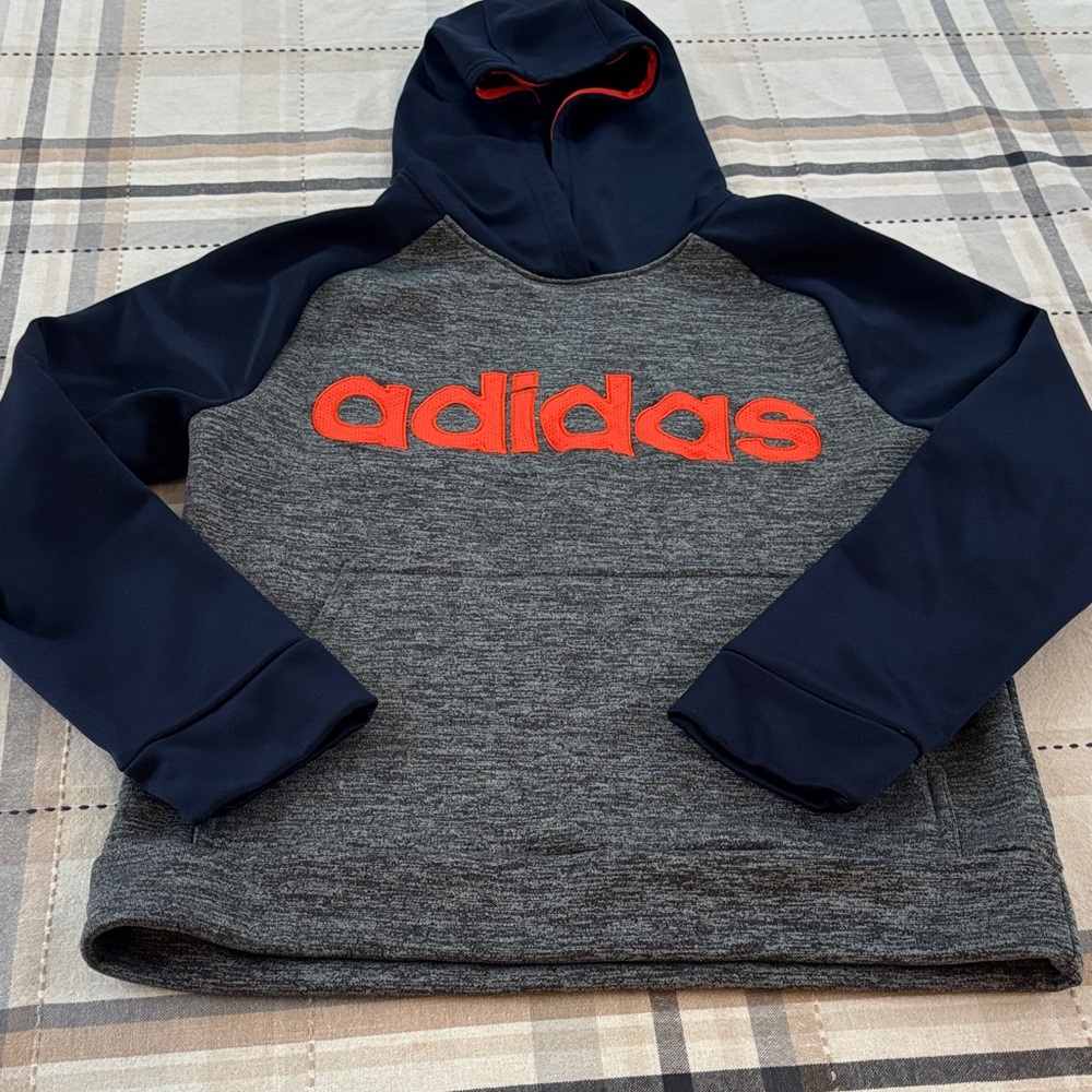 Boys Adidas Gray and Navy Hoodie size M 10/12